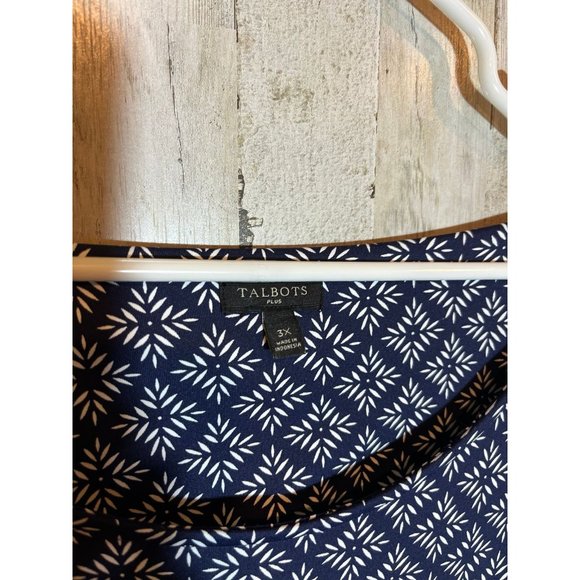 Talbots plus dress 3x short sleeve‎ blue and white - Picture 2 of 4